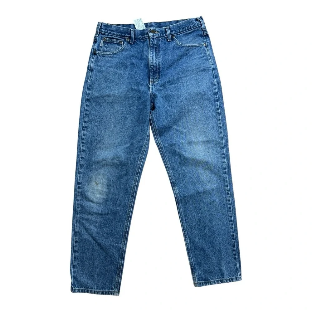 Carhartt B17 DST Relaxed Fit Tapered Leg Blue Denim Jeans Mens 36x32 (35x31.5)